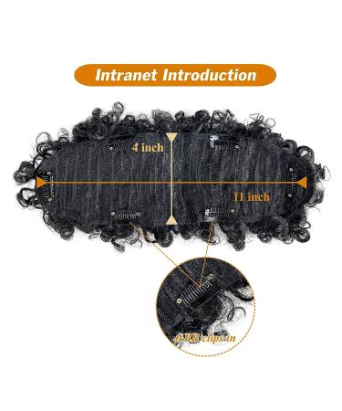 Jerry Curly Afro Puff Bun | Synthetic Clip-In Hair Extension with Bangs | Afro Kinky Curly Hair Bun | 1B Black - Buy Online on SooperMarket.com