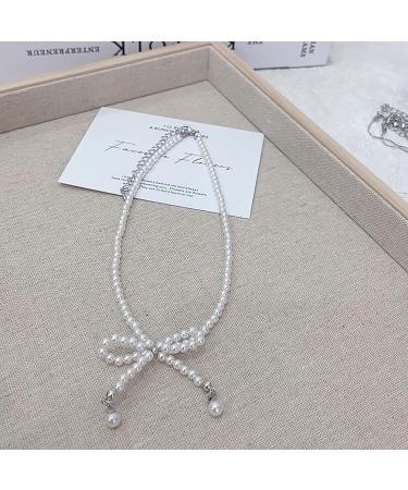 Oralgo's Bohemian Pearl Necklace | Loop Trailer & Collarbone Chain | Crystal Pearls Jewelry for Women & Girls - Black - Buy Online on SooperMarket.com
