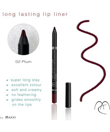 Plum Makki Long Lasting Lip Liner - Intense Color, Creamy Glide, No Feathering - 02 Plum - Buy Online on SooperMarket.com