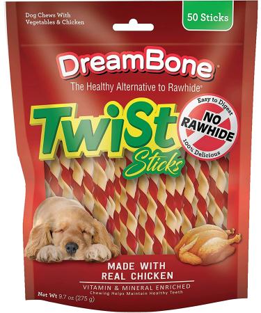 Dreambone Twist Sticks | Rawhide-Free Chews for Dogs | Real Chicken | 50-Count - Buy Online on SooperMarket.com