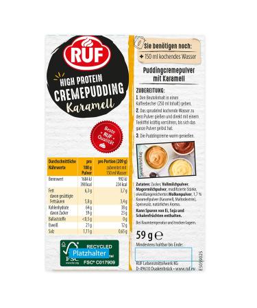 Ruf High Protein Caramel Pudding - 13g Protein Gluten-Free No Cook - 59g Cup - Buy Online on SooperMarket.com