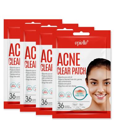Epielle Acne Clear Patch- Translucent Hydrocolloid Acne Pimple Patch for Zits and Blemishes Face and Skin Spot Treatment Acne Stickers| 4 Pack Acne Pimple Patch Spot Treatment | Cruelty-Free | Two Patch Sizes 8mm & 10 m...