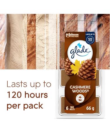 Glade Wax Melts Air Freshener and Odor Eliminator Scented Essential Oils for Home and Bathroom Cashmere Woods 6 Count Cashmere Woods 66 g (Pack of 1) - Buy Online on SooperMarket.com