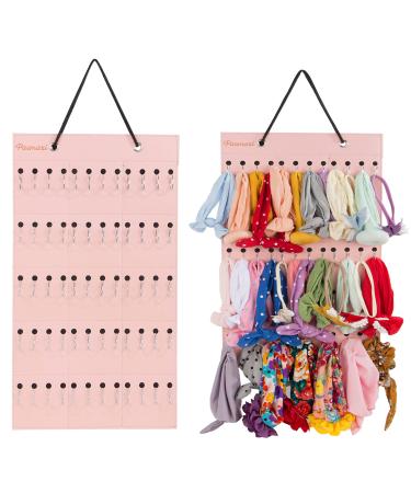 Headband Holder for Baby Girl, Hanging Storage Organizer Newborn Headbands, Bow Pink