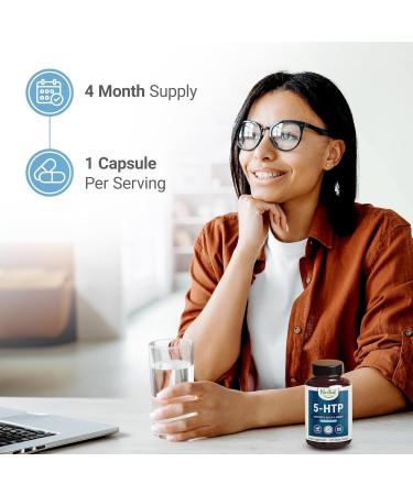 5-HTP 100 mg | 120 Vegan Capsules | Naturally Sourced Serotonin Booster | Healthy Attitude and Positive Mood Support Supplement - Buy Online on SooperMarket.com