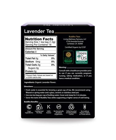 Buddha Teas Organic Lavender Tea - USDA & OU Kosher, 18 Bleach-Free Bags - Buy Online on SooperMarket.com