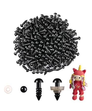 Mucunnia Safety Eyes 200pcs 6mm for Amigurumi with Washers Plastic Black Safety Eyes for Crochet Craft Safety Eyes for DIY Christmas Decorations Crochet Stuffed Animals Crafting