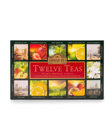 Ahmad Tea Twelve Teas Selection Pack | Black / Green / Fruit teas | Perfect tea gift | 60 Teabag Sachets | 12 Flavours Twelve Teas Selection 60 Count (Pack of 1)