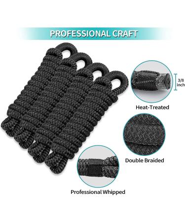 Sailortenx 3/8 x 6FT Boat Fender Lines 4 Pack - Double Braided Nylon Fender Rope with Eyelet Mooring, Black (4PK) - Buy Online on SooperMarket.com