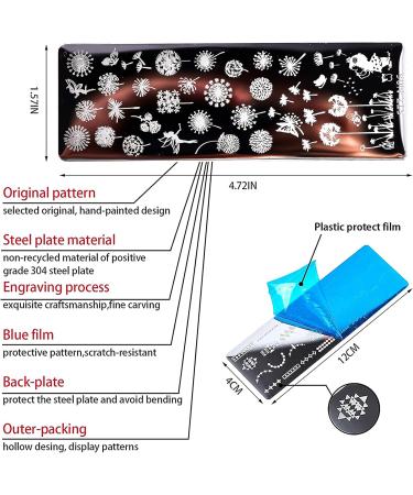 Feather Nail Art Stamping Kit - 4 Templates, Stamper, Scraper, Dreamcatcher Plates for DIY Manicure - Style 1 - Buy Online on SooperMarket.com