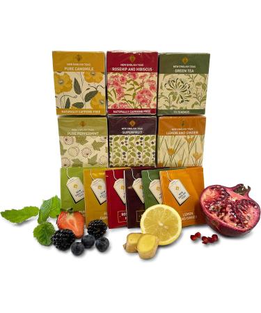 Herbal Tea Gift Set Hamper | 60 Individually Wrapped Bags | 6 Flavours inc. Rosehip & Hibiscus, Peppermint, Green Tea | Tea Lover's Gift - Buy Online on SooperMarket.com