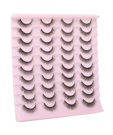 Geeneiya 20 Pairs 4D Volume Natural Short Mink Eyelashes Pack - Wispy Fluffy False Lashes Multipack - Buy Online on SooperMarket.com