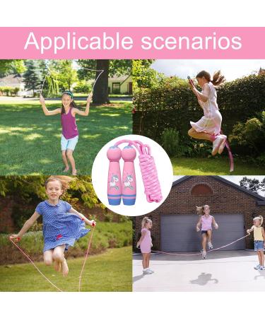 Adjustable Cartoon Unicorn Jump Rope for Kids | 2.6m Speed Fitness Rope with Wooden Foam Handles | Perfect for Children Ages 5-7 - Buy Online on SooperMarket.com