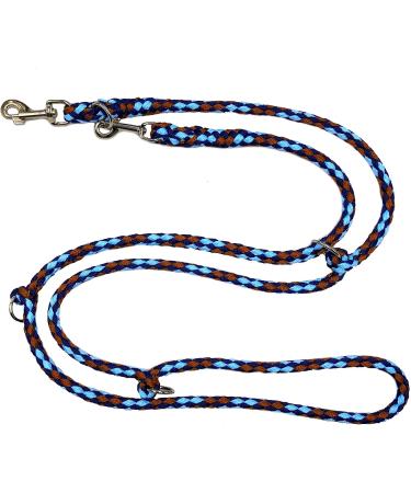 Adjustable Dog Exercise Line for Large Dogs up to 80 kg - Durable 2.40m to 5m Options | Stable Double Linen Design in Africa Navy Blue-Light Blue-Brown - Buy Online on SooperMarket.com