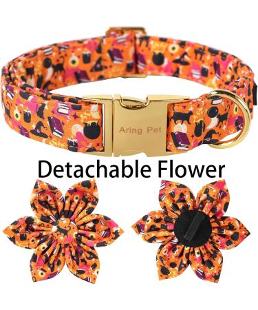Buy Aring Pet Halloween Dog Halison - Sweet Orange Flower Design Adjustable Cotton Collars for All Dog Sizes (X-Large) - Buy Online on SooperMarket.com