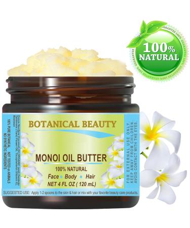 Botanical Beauty MONOI OIL BUTTER - Pure Natural Virgin Unrefined RAW 4 Fl. Oz. for Face Skin Body Hair & Nails | International Shipping - Buy Online on SooperMarket.com