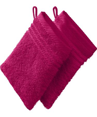 Redbest washing glove washcloth New York 2 Pack Fuchsia size 15x21 cm - light soft quality absorbent very hard -wearing 100% cotton (other colors) Washing glove 2 Series |15x21 cm Fuchsia