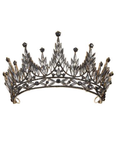 SWEETV Tiaras and Crowns for Women  Wedding Tiara for Bride  Rhinestone Queen Crown  Crystal Costume Hair Accessories for Birthday Prom Quinceanera Celebration Black
