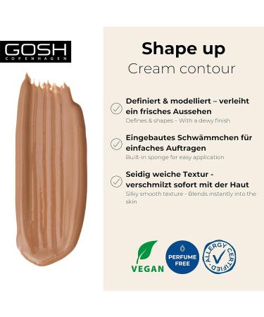 Gosh Cream Contour Shape Up Stick | Vegan Contouring & Defined Face | Built-in Sponge | Allergy Certified - Perfume-Free | 001 Fair-Medium - Buy Online on SooperMarket.com