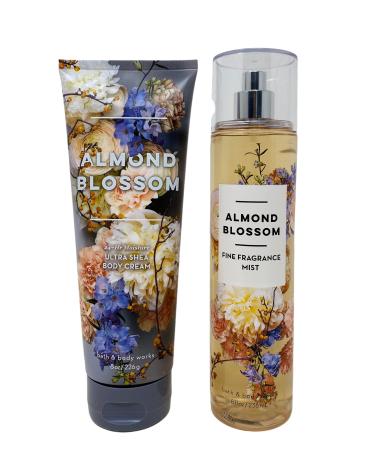 Bath and Body Works - Almond Blossom - Ultra Shea Body Cream and Fine Fragrance Mist -8 Oz 2018