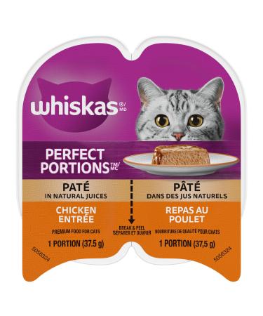 WHISKAS Perfect Portions Wet Cat Food Pat - Chicken - 75g (24 Pack) Pat Chicken 75 g (Pack of 24)
