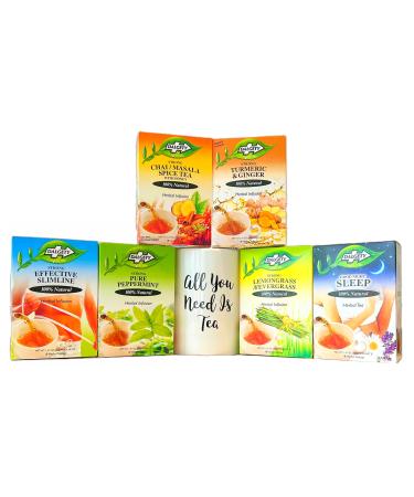 Dalgety Essential Wellness Herbal Infusion Tea Collection 6 Flavours 100% Natural Caffeine Free (108 Teabags) Slimline Peppermint Lemongrass Turmeric & Ginger Chai Masala Good Night Sleep