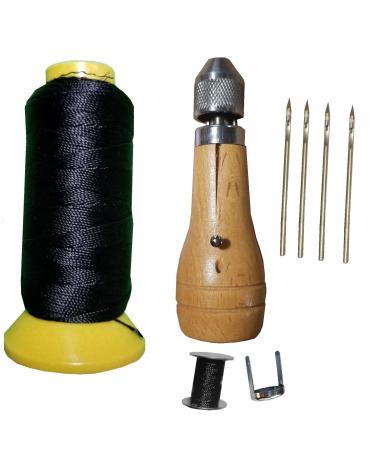 Swift Hand Sewing Awl Leather Canvas Repair Saddles Coat Seat Kit (Black)