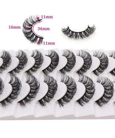 Losha DD Curl Russian Strip Lashes 10 Pairs Pack | Fluffy False Eyelashes | D02 Russian Strip Lashes-DD Curl - Buy Online on SooperMarket.com