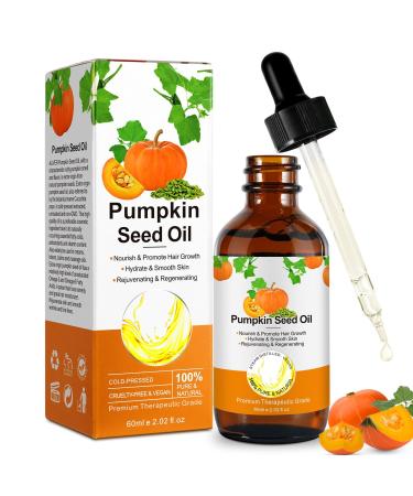 NUEDSFXO Pumpkin Seed Oil for Hair Growth 100% Pure Natural Pumpkin Seed Oil for Face Hair Skin Care Eyebrow & Eyelash Growth Improve Hair Loss & Nourishes Scalp for Women & Men 60ml