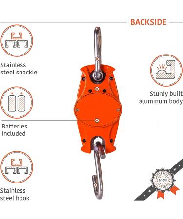  Digital Hanging Scale 660 LB 300 KG Cast Aluminum Case - Heavy Duty Waterproof Fish Scale - Portable Crane Scale for Luggage Weight Suitcase Hunting Farm Bow Fishing Scale Heavy Duty Orange - Buy Online on SooperMarket.com