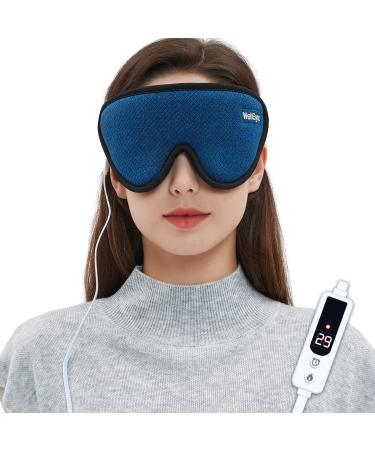 WellSync Heated Eye Mask for Dry Eyes - Warm Compress for Chalazion Blepharitis Stye w Smart Temperature & Timer Control - 3D Eye Mask for Sleeping Relief Eye Strain Migraine Puffy Blue