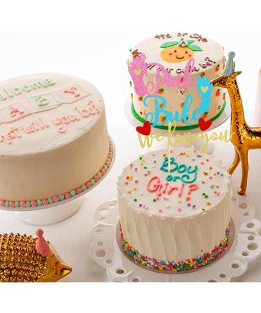 Arthsdite 1Pc Pink or Blue We Love You Cake Topper with Footprint Gender Reveal Cake Decorations for Baby Shower Gender Reveal Theme Kids Boys Girls Birthday Party Decoration Supplies Pink Or Bule Cake Topper - Buy Online on SooperMarket.com