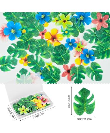 83pcs Edible Cake Decorations Include 48PcsEdible Tropical Turtle Leaves 35Pcs Edible Flowers Cupcake Toppers Wafer Paper Palm Leaf Flower for Hawaii Aloha Jungle Theme Wedding Birthday Baby Shower - Buy Online on SooperMarket.com