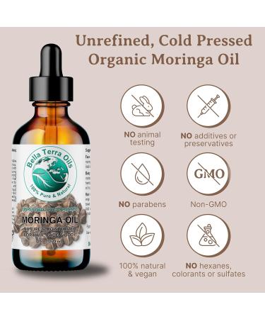 Organic Moringa Seed Oil - Bella Terra Oils | Cold-Pressed Facial Elixir | 2 oz | High in Vitamins A C & E for Radiant Beauty - Buy Online on SooperMarket.com