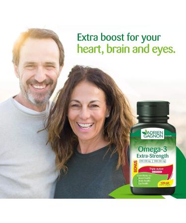 Adrien Gagnon - Omega 3 Extra-Strength (400 mg EPA + 200 mg DHA) 1000 mg Cognitive Cardiovascular and Joint Support. 180 (120+60 Bonus) Softgels - Buy Online on SooperMarket.com