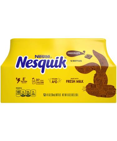 NESQUIK Low Fat Chocolate Milk 8 fl. oz. Pack of 12 – Delicious and Convenient Ready to Drink Chocolate Milk in a Resealable Bottle Good Source of Protein