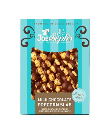 Joe & Seph's Milk Chocolate Popcorn Slab (1x115g) | salted caramel gourmet popcorn belgian milk and white chocolate air-popped popcorn gifts for men and women festive snacks Milk-Chocolate 115 g (Pack of 1)
