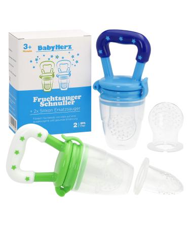 Baby Fruit Pacifier Set (2-Pack) - Pacifier to fill with fruit for children (Blue)