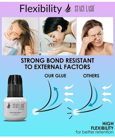 Stacy Lash Volume Eyelash Extension Glue 0.17 fl.oz - 3 Sec Dry Time - 6 Weeks Retention - Professional Grade Black Adhesive for Semi-Permanent Extensions - Latex Free - Buy Online on SooperMarket.com