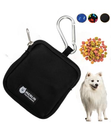 Merlin Pet Products Small Dog Treat Bag Training Pouch Pocket Size Travel Walking Walk Treats Pouch Bag For Lead Treats (Black)
