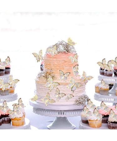 Blumomon 30pc 3D Butterfly Cake Toppers - Gold Rimmed Decorations for Weddings Baby Showers Birthdays & Parties - Buy Online on SooperMarket.com