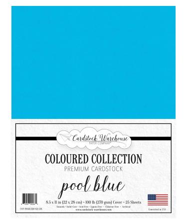 Pool Blue Cardstock Paper - 8.5 x 11 inch Premium Matte 100 LB. Cover - 25 Sheets from Cardstock Warehouse