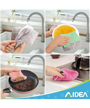AIDEA Kitchen Dish Cloth 12-Pack - Super Absorbent Coral Fleece Dish Cloths - Premium Microfiber Cleaning Cloths - Fast Drying & Reusable Dish Rags - Buy Online on SooperMarket.com