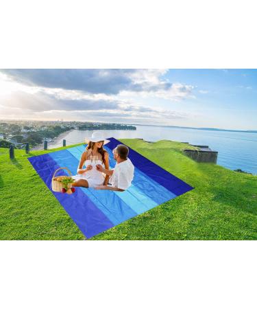 WIWIGO Sandproof Beach Blanket 79 X 83 - Waterproof Outdoor Picnic Mat for Travel, Camping, Hiking - Blue - Buy Online on SooperMarket.com