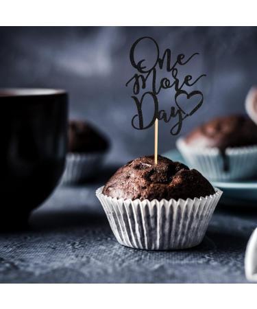 Arthsdite 24Pcs One More Day Cupcake Toppers Glitter Wedding Rehearsal Dinner Cupcake Picks Decoration for Wedding Countdown Theme Party Cake Decorations Supplies - Black Glitter - Buy Online on SooperMarket.com