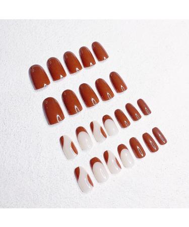 Luvadeyo 24PCS Ballerina Press on Nails | Luxury Brown Fake Nails | Long Full Cover Acrylic Nails for Women & Girls - International Shipping Available - Buy Online on SooperMarket.com