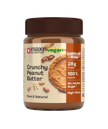 MaxiNutrition Crunchy Peanut Butter 350g 100% peanuts no sugar with 28g protein no palm oil 350 g (1 pack)
