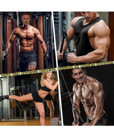 Tricep Rope Cable Machine Attachment  35" Triceps Pull Down Rope LAT Pulldown Attachments  Home Gym Accessories Set with Resistance Bands Handle  Ankle Straps  Carabiner  Wrist Wraps for Exercise black - Buy Online on SooperMarket.com