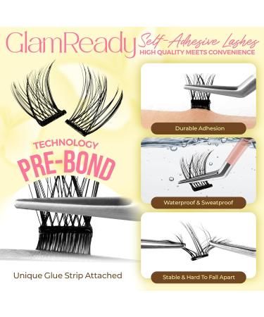 LASHVIEW Self Adhesive Lash Clusters - 60pcs DIY Eyelash Extension Kit | Press-on Lashes 10-16mm with Tweezers No Glue Needed for Natural Look - Buy Online on SooperMarket.com