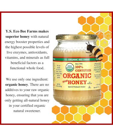 Y.S. Organic Bee Farms 100% Certified Y.S. Organic Raw Honey Unpasteurized Unfiltered Fresh Raw State Kosher Pure Natural Healthy Safe Gluten Free Harvested with Extreme Care 2 Lb (4) - Buy Online on SooperMarket.com